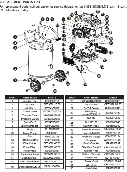 Kobalt 60 Gal Air Compressor Wiring Diagram Wiring Diagram