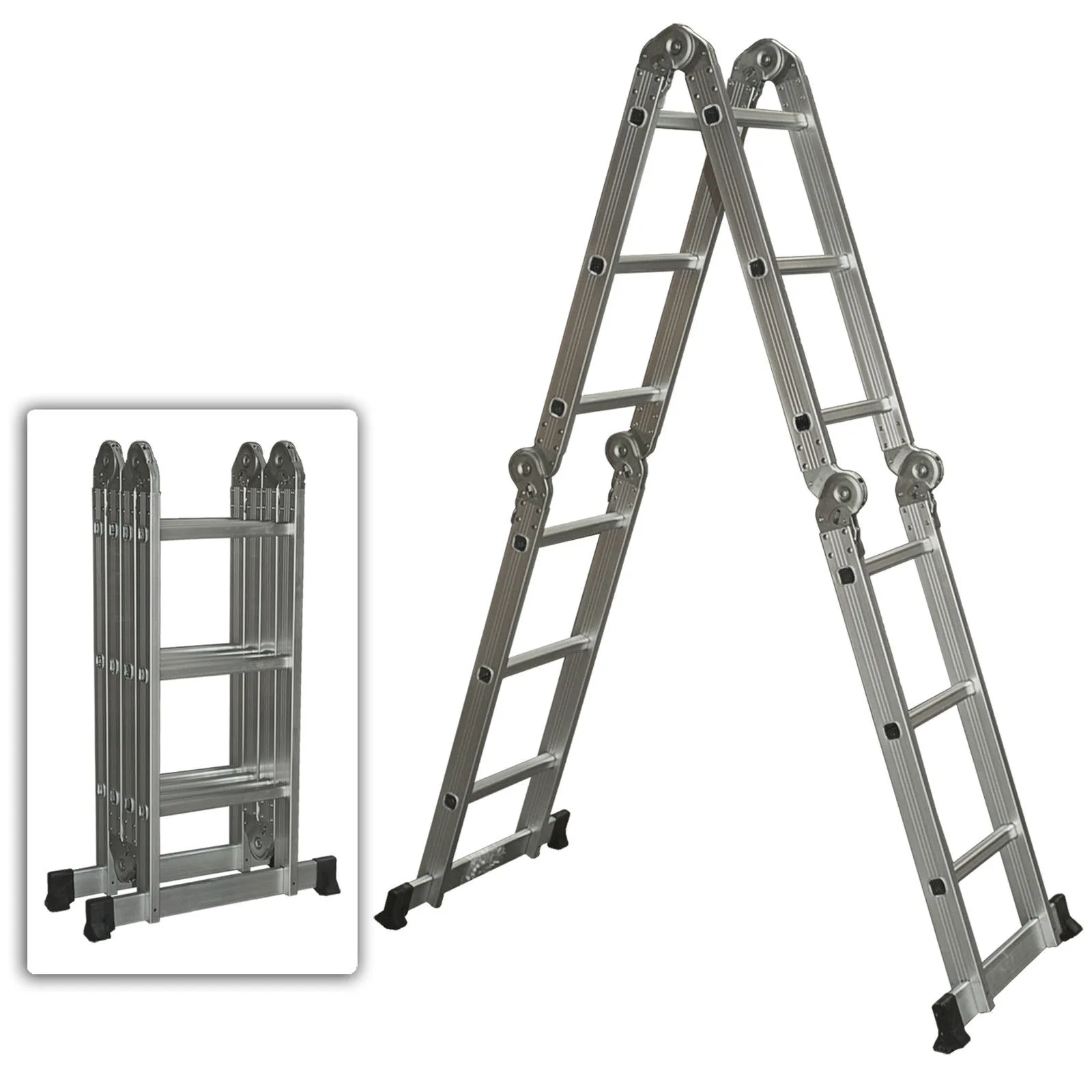 Ladder 12 Foot Multi Purpose Position Aluminum Folding Build Master Tools