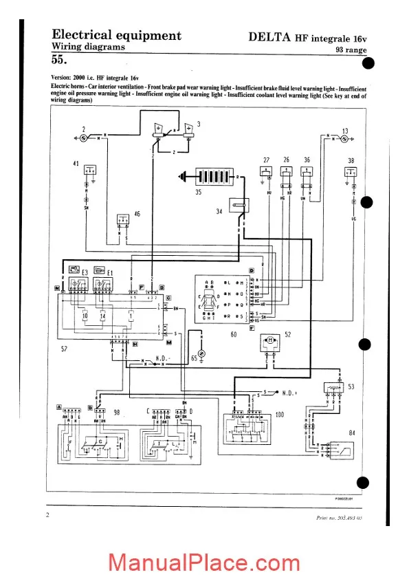 Lancia Delta G93 Wiring Diagrams Eng Service Manual Download Marketplace