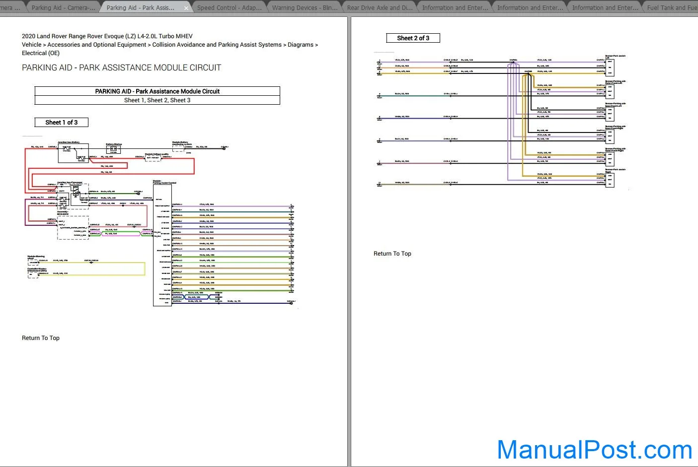 Land Rover Range Rover Evoque 2020 L4 2 0L Turbo Hybrid Wiring Diagrams Manualpost Instant