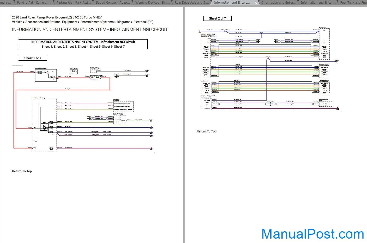 Land Rover Range Rover Evoque 2020 L4 2 0L Turbo Hybrid Wiring Diagrams Manualpost Instant
