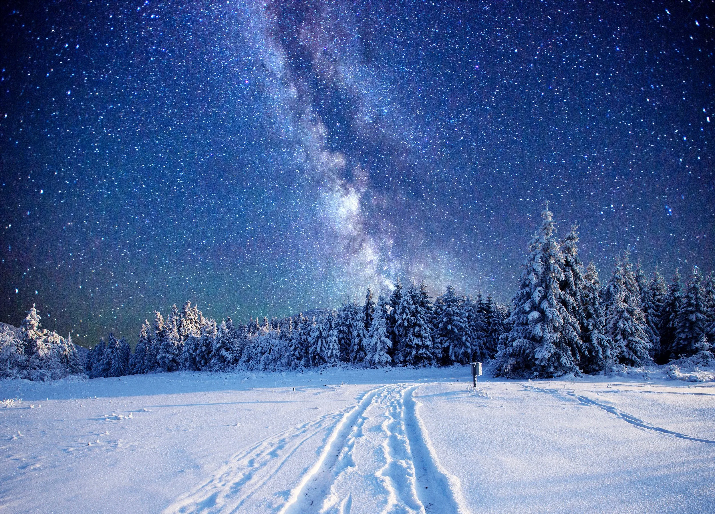 Landscape Night Winter Snow Wallpapers Hd Desktop And Mobile Backgrounds