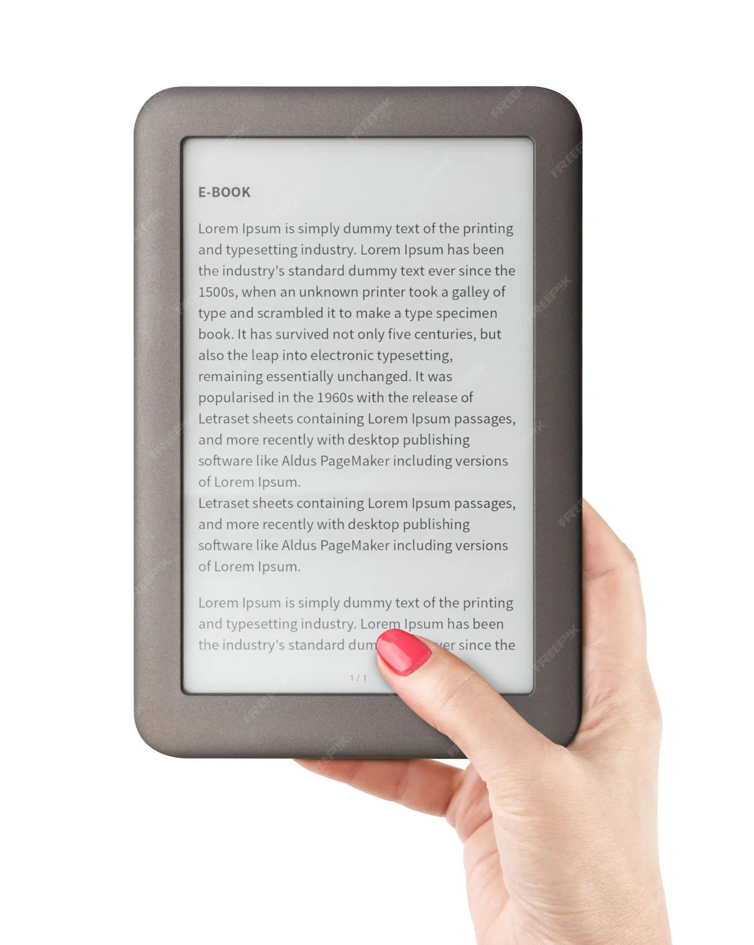 Lector De Libros Electrónicos En Mano Femenina Foto Premium