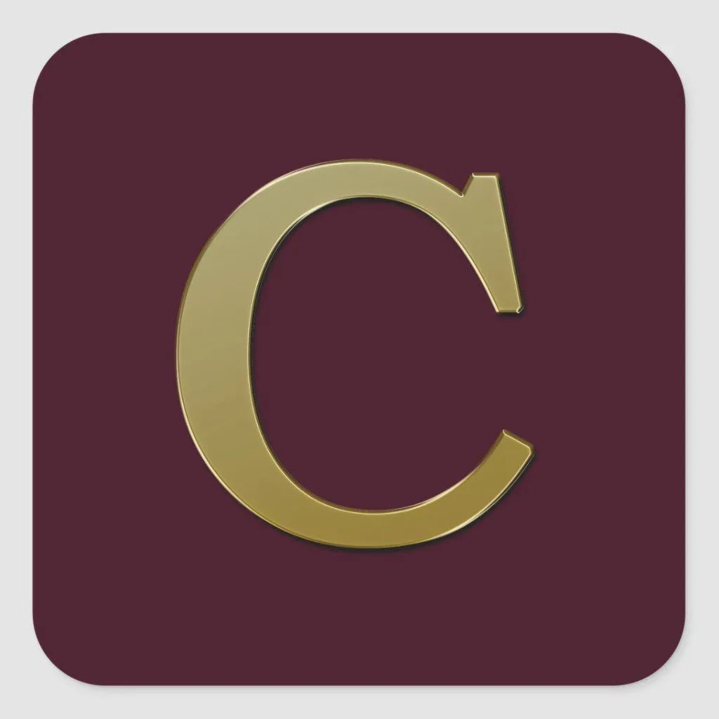 Letter C Gold Square Sticker Zazzle Lettering Letter C Brown And Grey