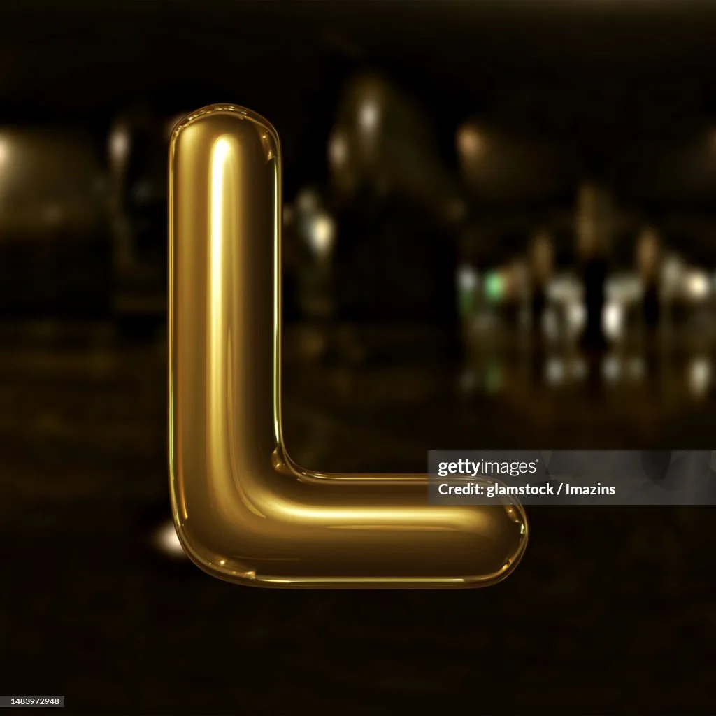Letter Letter Alphabet Capital Letter L Gold Gold Letter 3D Threedimensional Letter Front Still