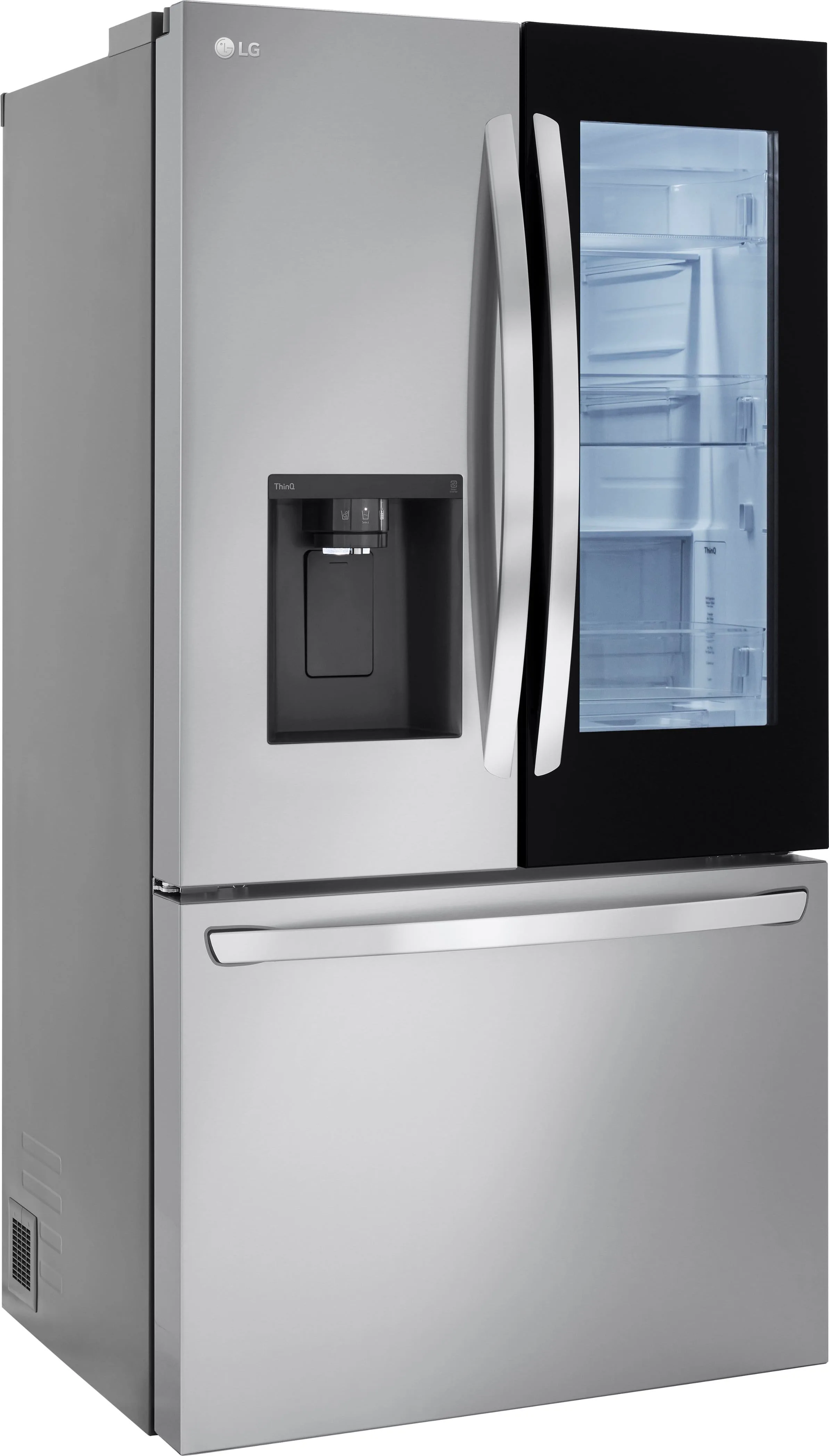 Lg Counter Depth Max 25 5 Cu Ft French Door Smart Refrigerator With Instaview Stainless Steel