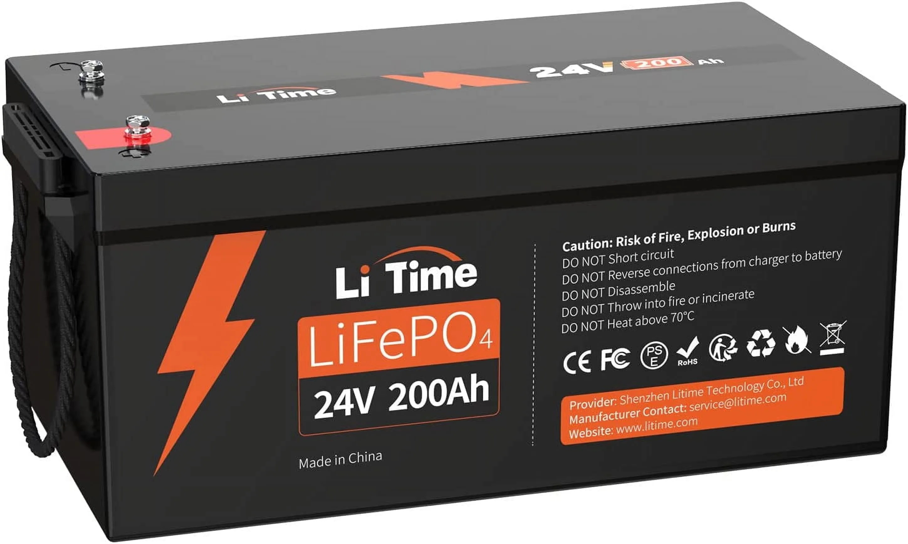 Litime 24V 200Ah Lifepo4 Lithium Battery 5120Wh 200A Bms 4000 15000 Cycles For Rv Camping