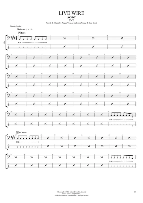 Live Wire Tab By Ac Dc Guitar Pro Full Score Mysongbook