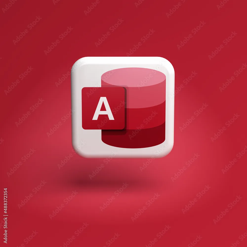 Logo Of The Microsoft Office Component Access On A Tile Hovering Over A Seamless Red Background
