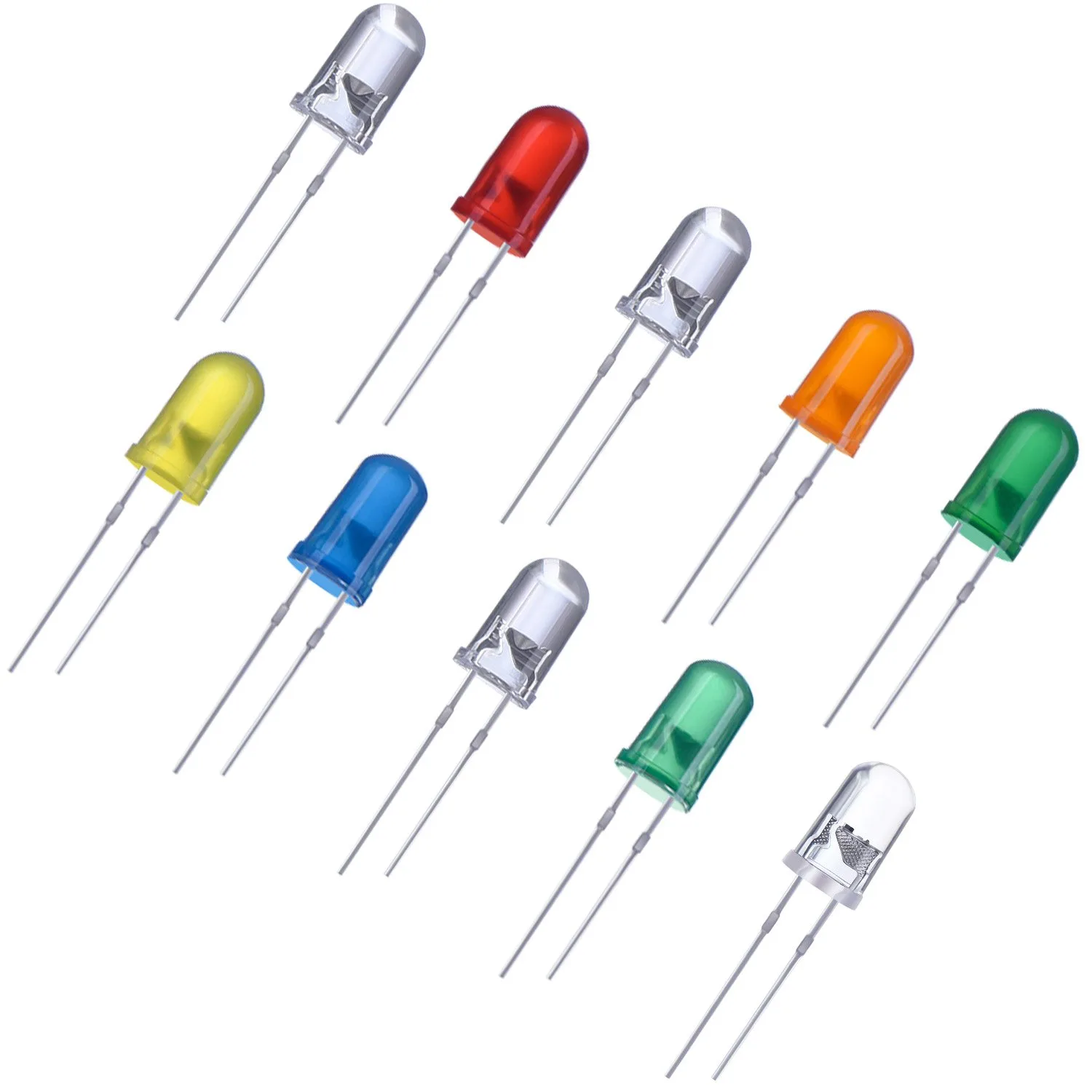 Lot De 100 Diodes Électroluminescentes Led Transparentes 5 Mm Multicolore Outils