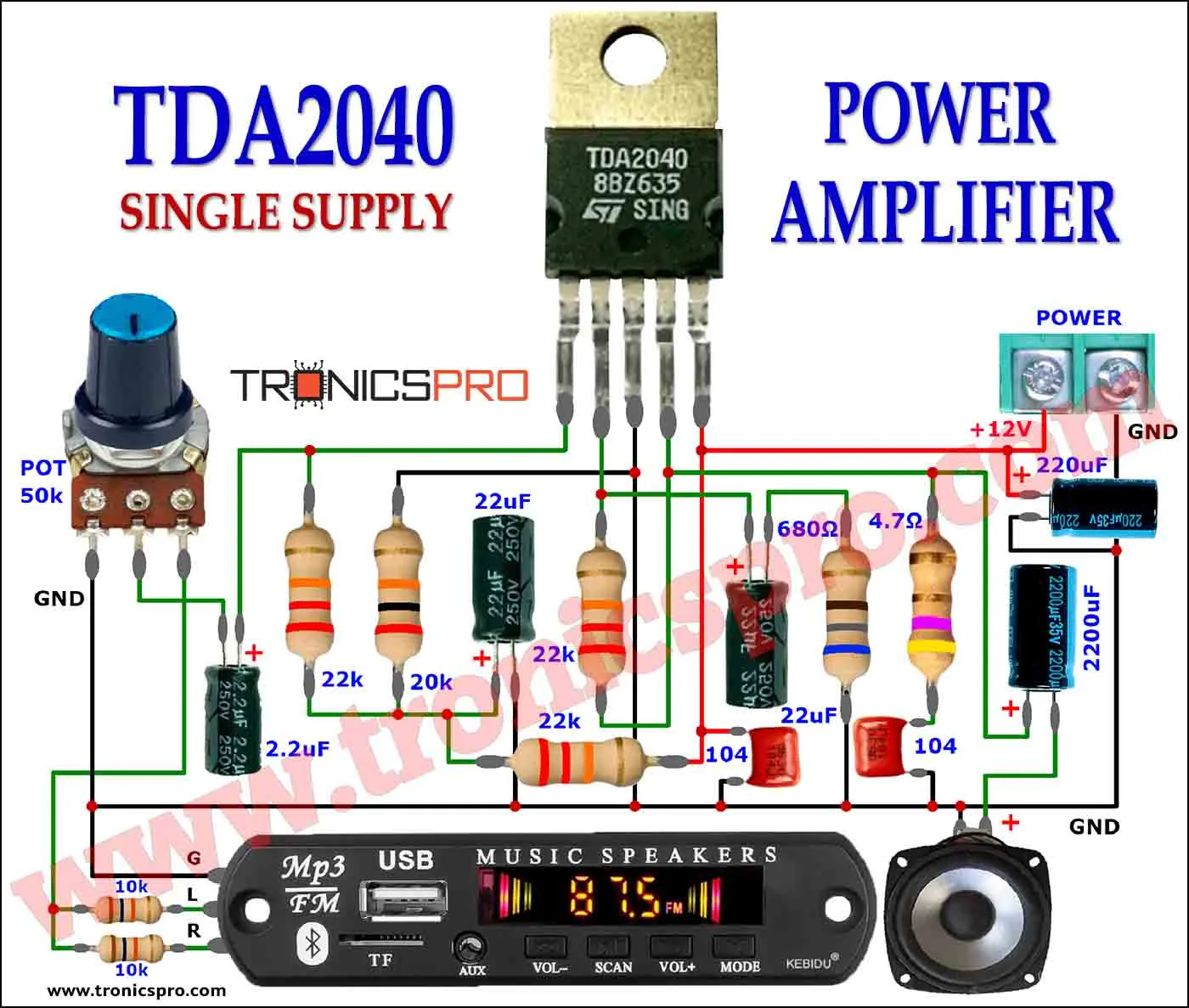 Low Distortion Power Amplifier Circuit Diagram Tronicspro