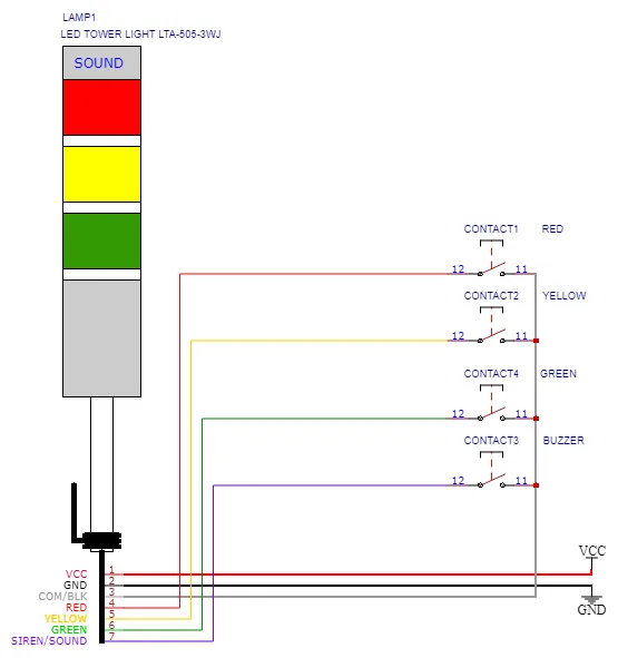 Ltd104 ไฟสัญญาณเตือนแสดงสถานะทาวเวอร์ไลท์ Led Tower Light Lamp Lta 505 3Wj Dc12V Ryg Buzzer