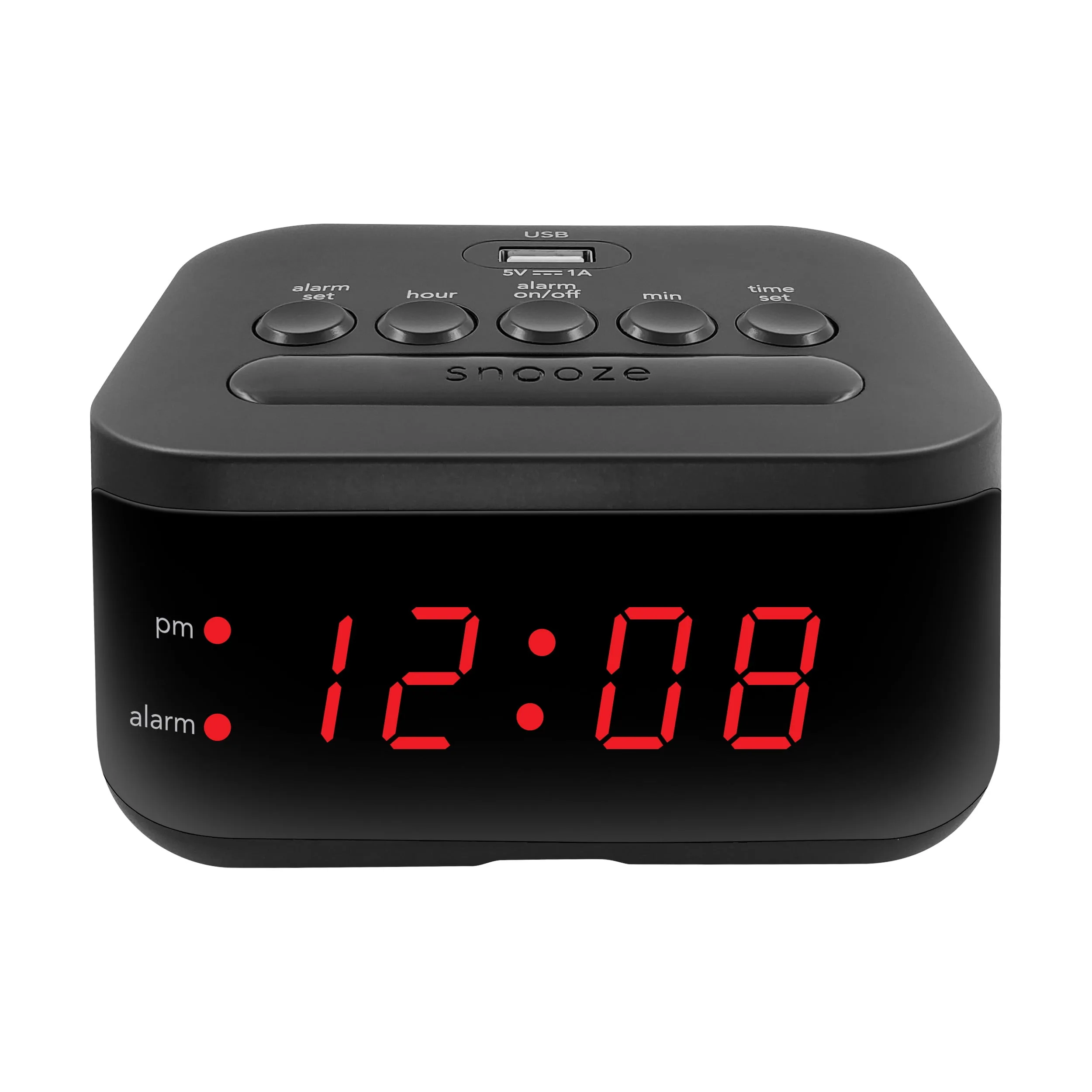 Mainstays Digital Alarm Clock With Usb Charge Port Snooze And Battery Backup Red Led Display