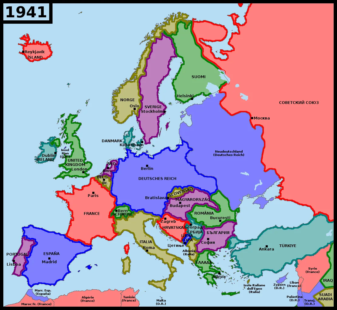 Map Of Europe After World War Ii