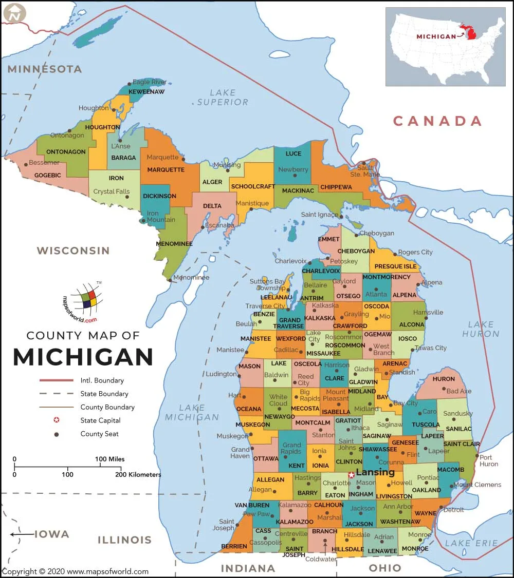 Map Of Lower Michigan Usa