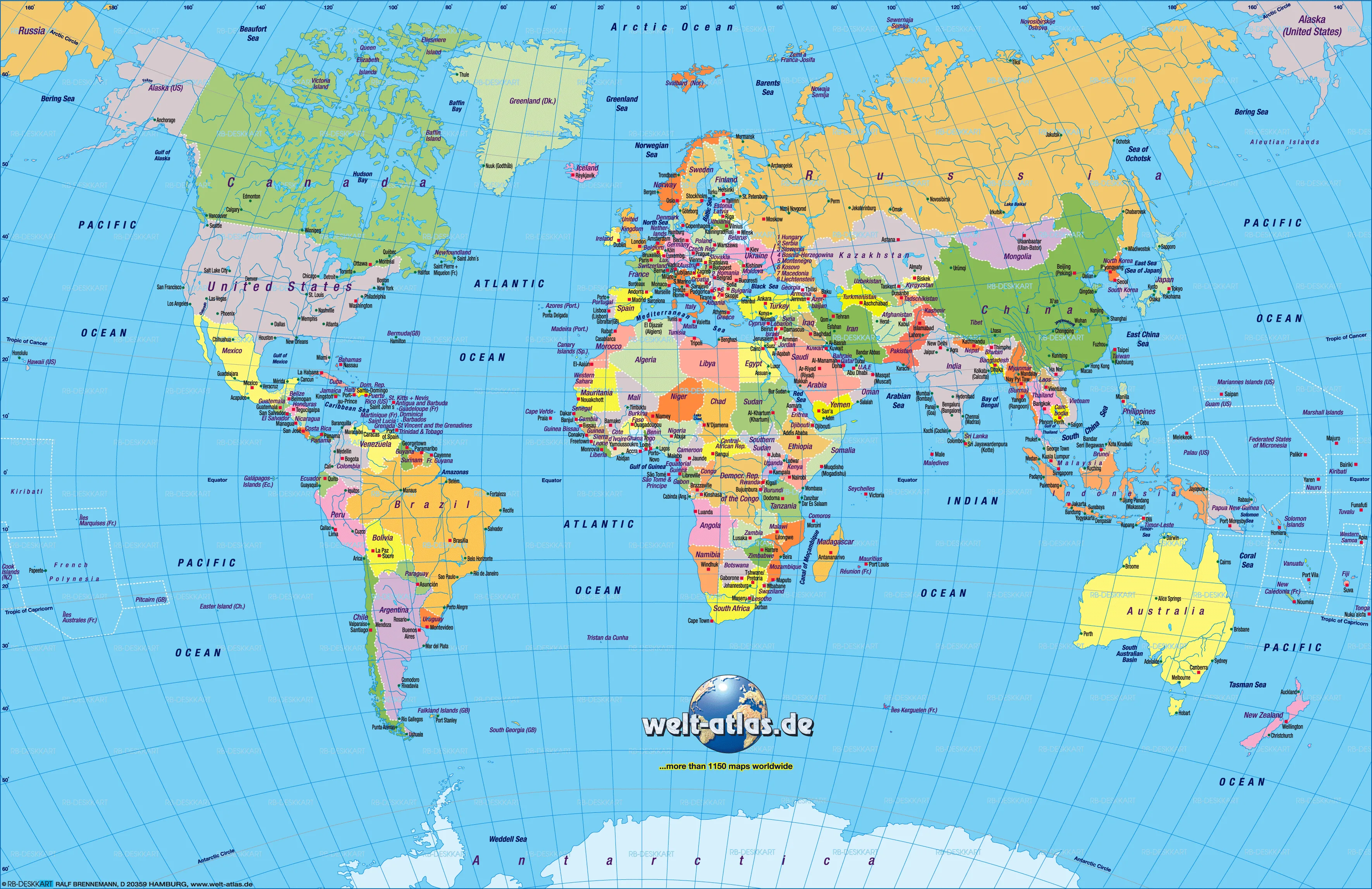 Map Of World Political Small Version General Map Region Of The World