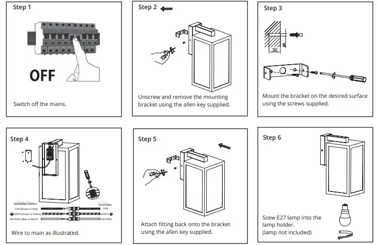Martec Lighting Mlxve27Wbm Vancouver Led Wall Light Installation Guide