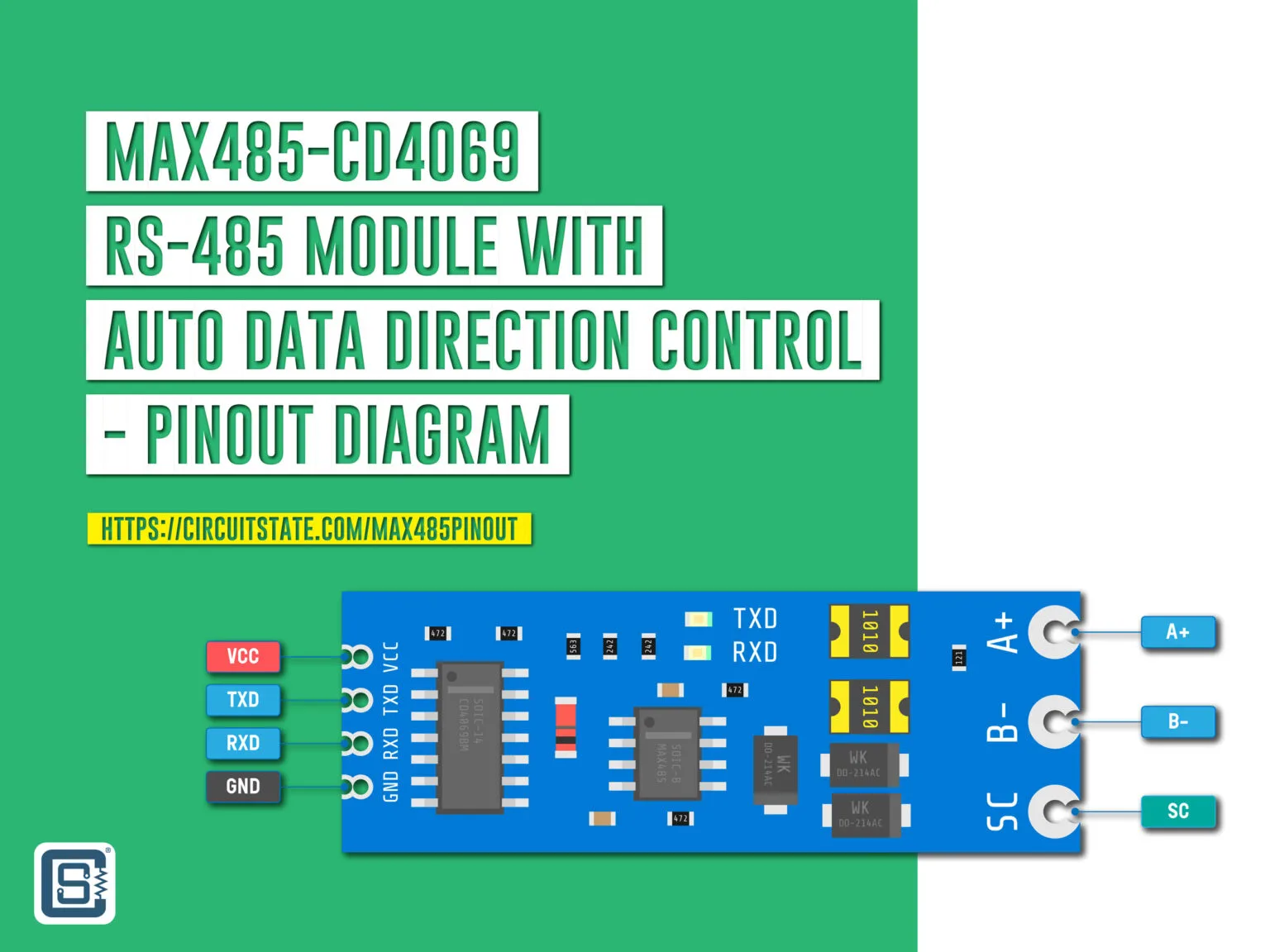 Max485 Cd4069 Rs 485 Module With Auto Data Direction Control Pinout Diagram Reference