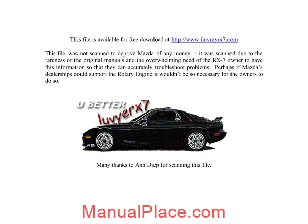 Mazda Rx 7 Engine Electrical Systems Service Manual Download Marketplace