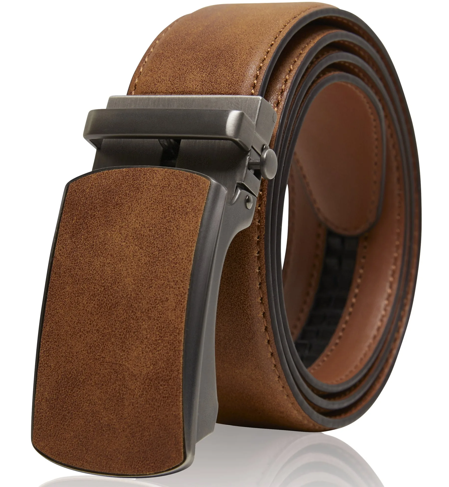 Mens Belt Leather Ratchet Belts For Men Casual Dress Belt With Adjustable Automatic Buckle