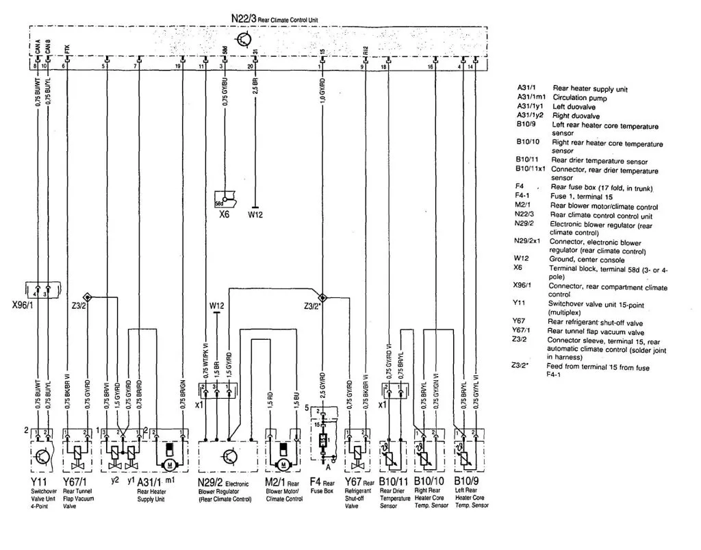 Mercedes Benz 500Sel 1992 1993 Wiring Diagram Hvac Controls