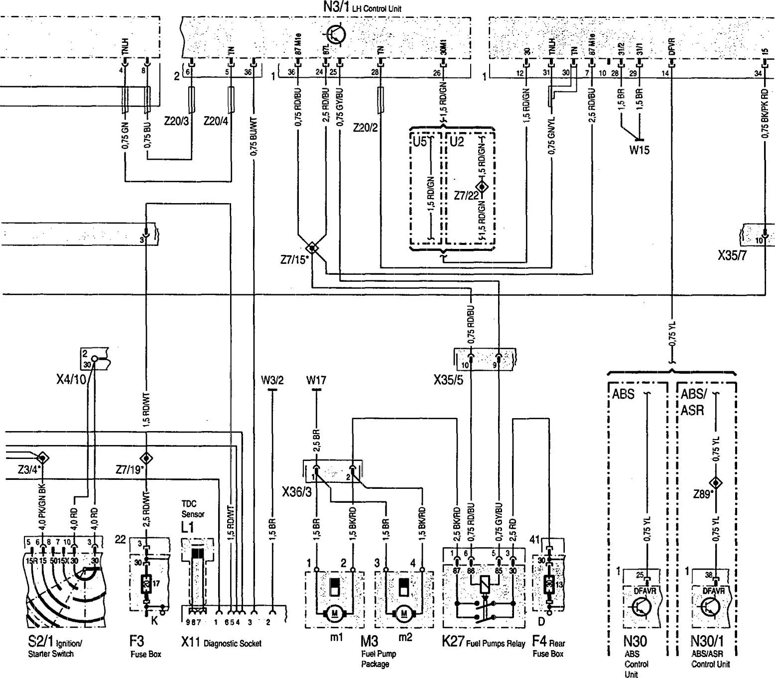 Mercedes Benz 500Sel 1992 1993 Wiring Diagrams Fuel Controls