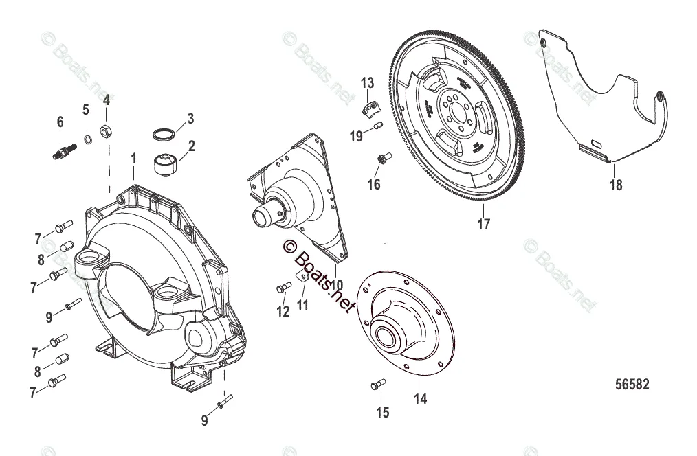 Mercruiser Sterndrive Gas Engines Oem Parts Diagram For Flywheel And Coupler
