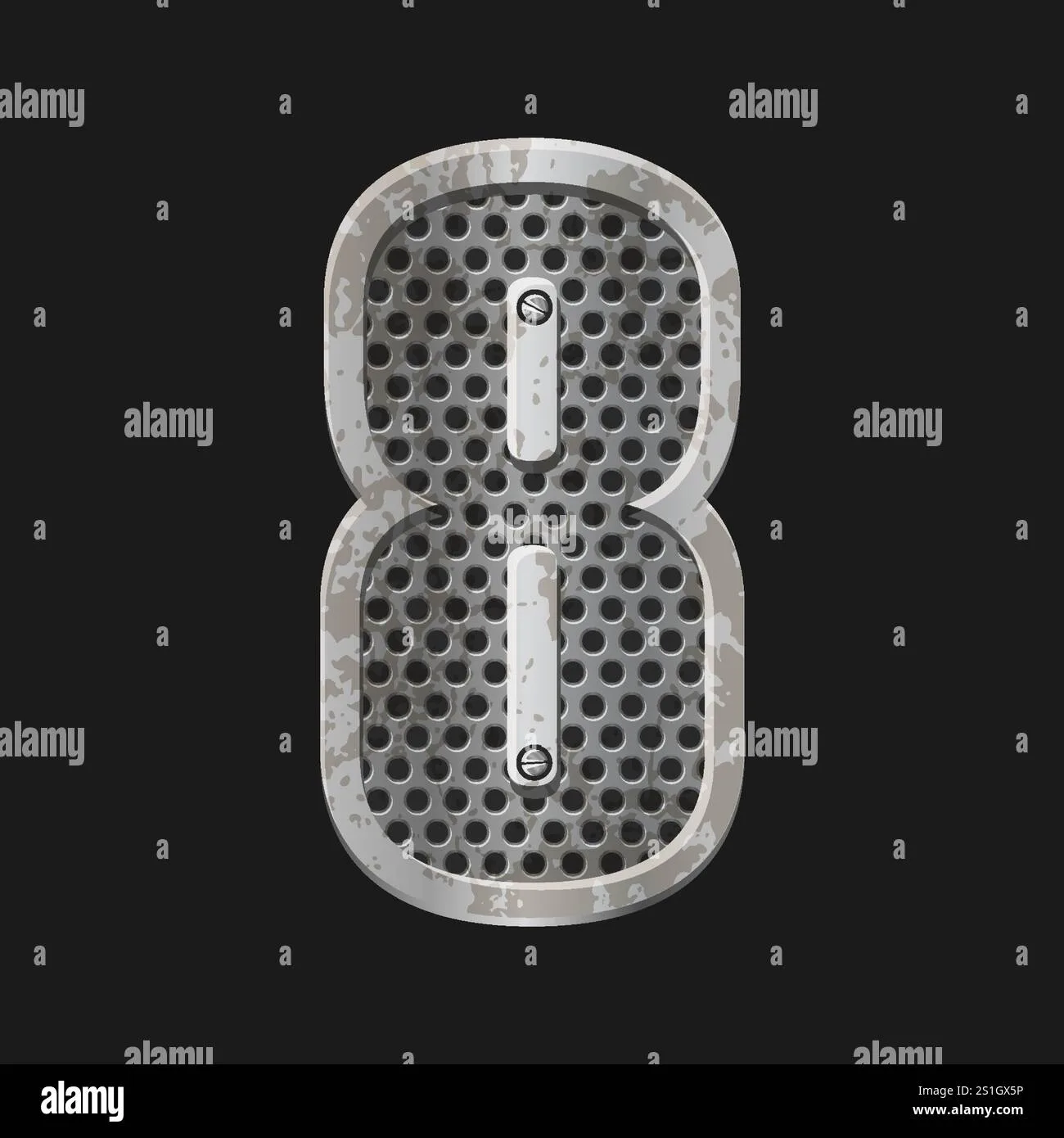 Metallic Style Silver Number Eight Iron Number 8 Isolated In Vector Stock Vector Image Art