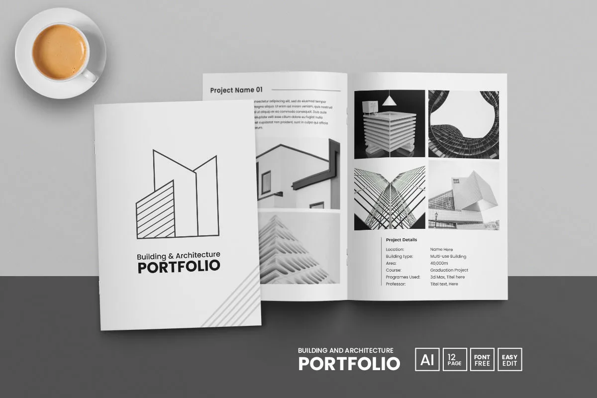 Minimal Architecture Portfolio Template Design And Interior Design Portfolio Or Brochure Layout