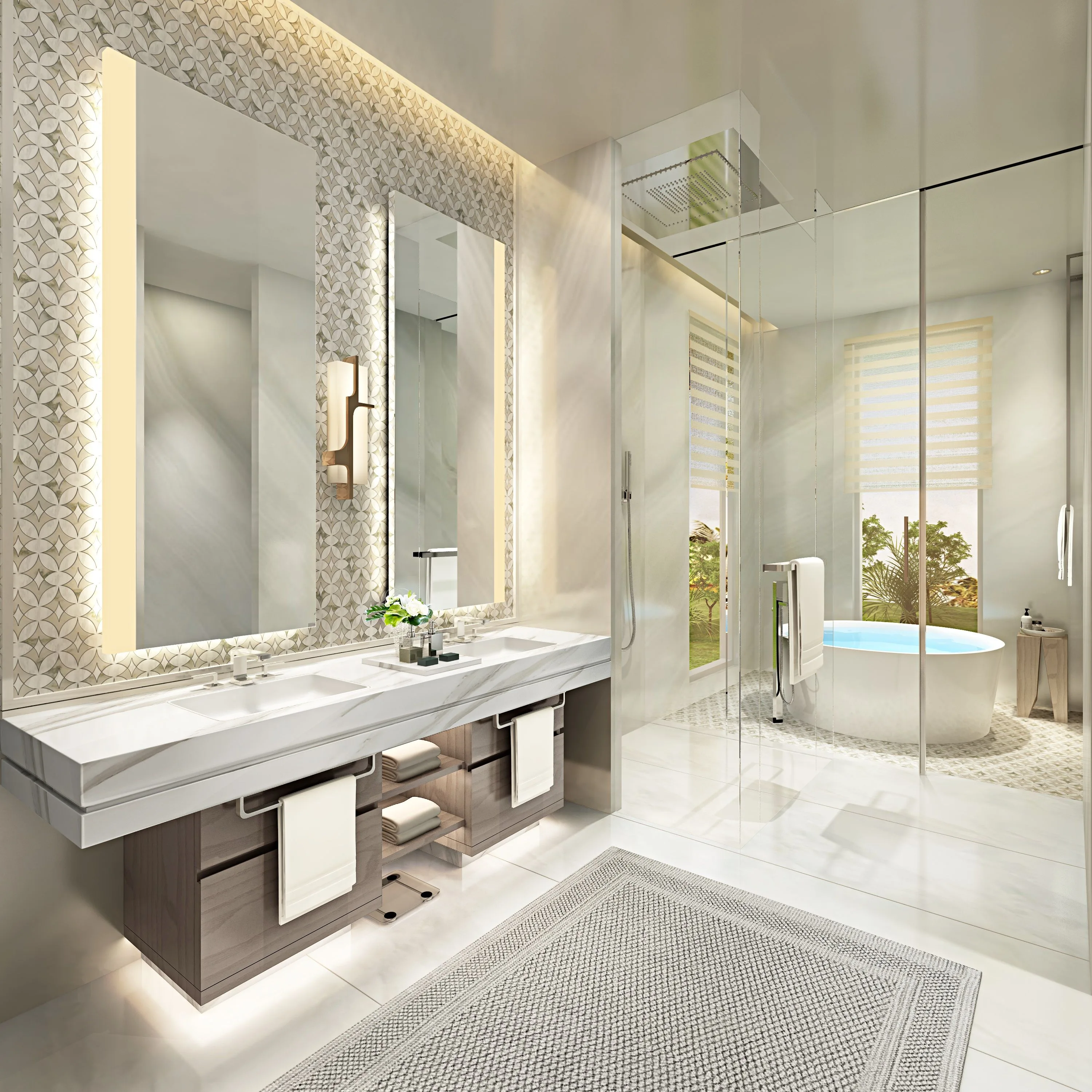 Modern Luxury Bathroom Design At Ocean Drive Beachfront Residences