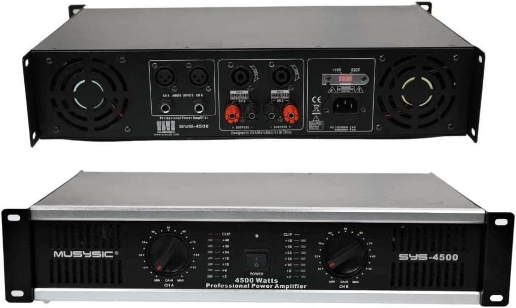 Musysic 2 Channel Power Amplifier Distortion Free And Clear Sound Professional 2U