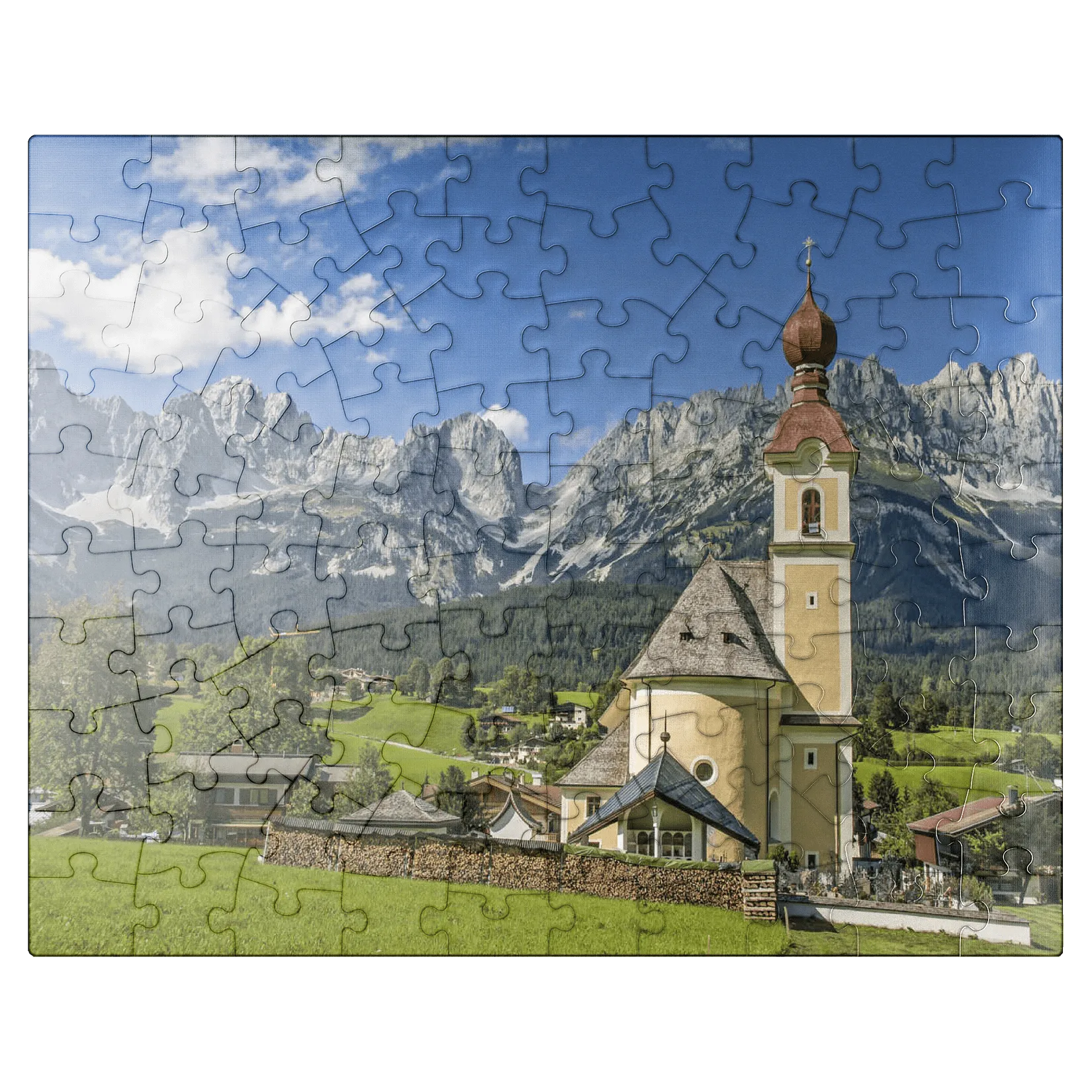 Mypuzzle Wilder Kaiser Mountain Village In Tirol Austria Premium 100 Piece Jigsaw Puzzle