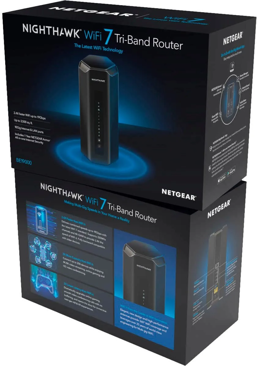 Netgear Nighthawk Be19000 Tri Band Wi Fi Router Black Rs700S 100Nas Best Buy