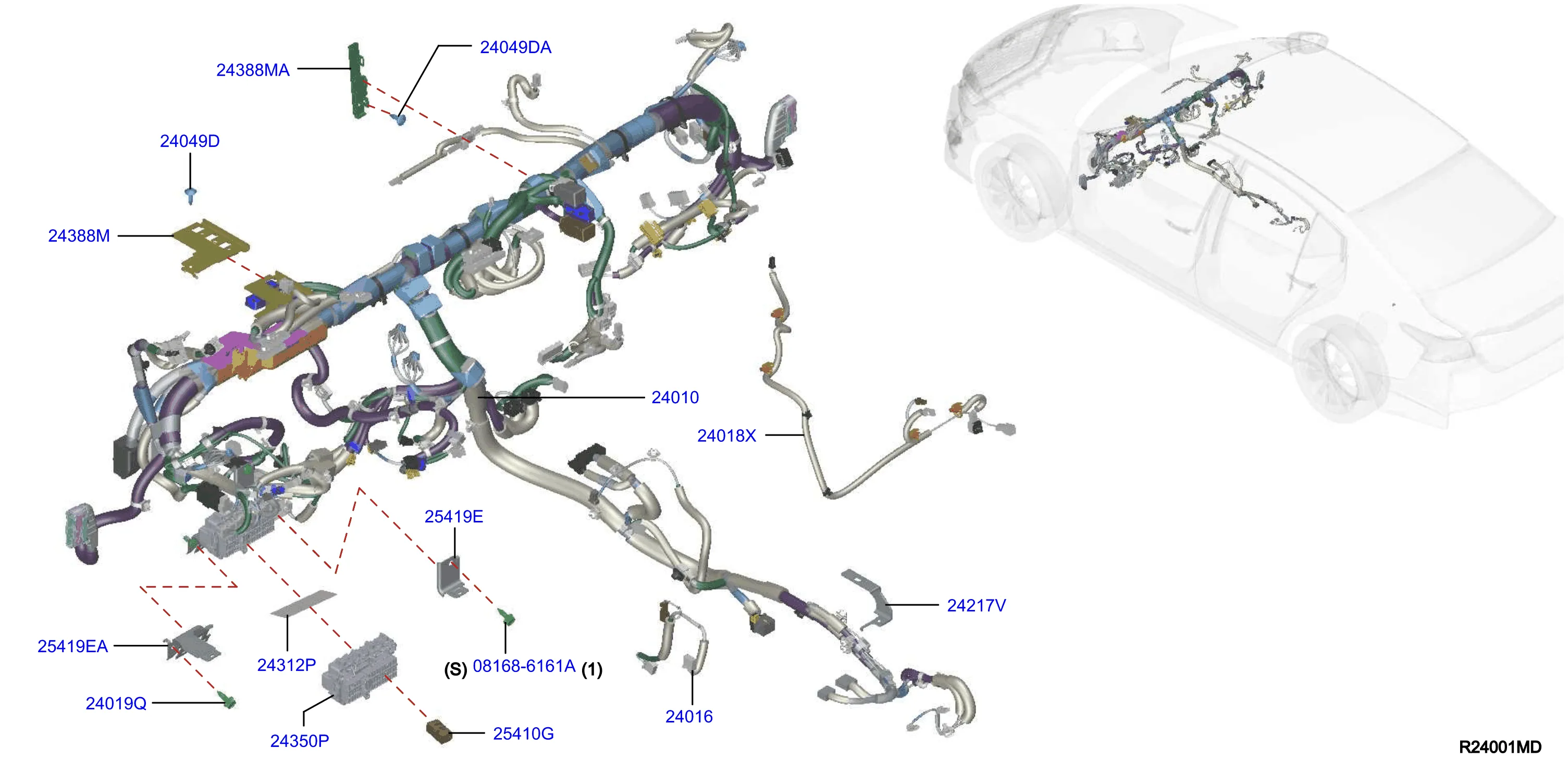 Nissan 350Z Engine Compartment Wiring Harness 24012 6Ca5A Genuine Nissan Part