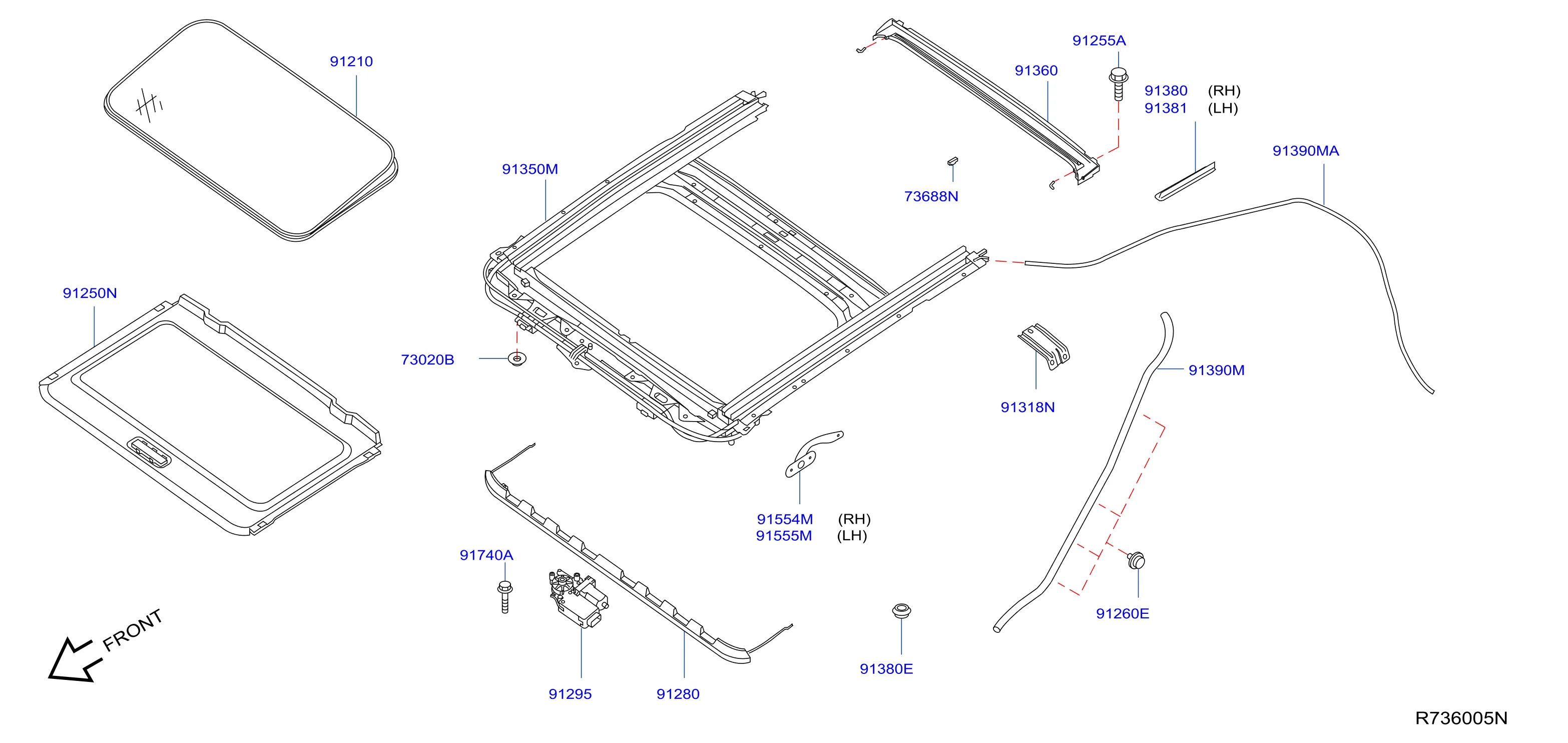 Nissan Altima Sunroof Frame 91350 9N01A Genuine Nissan Part