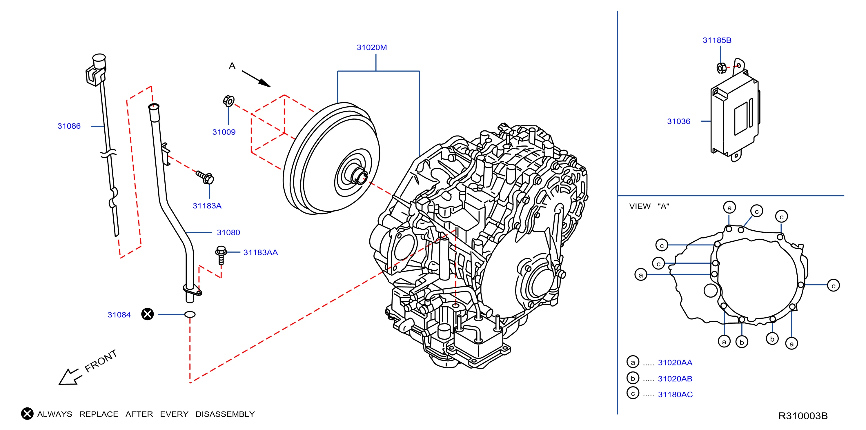 Nissan Pathfinder Pipe Oil Charging Cvt Trans Engine 31080 Ja000 Genuine Nissan Part