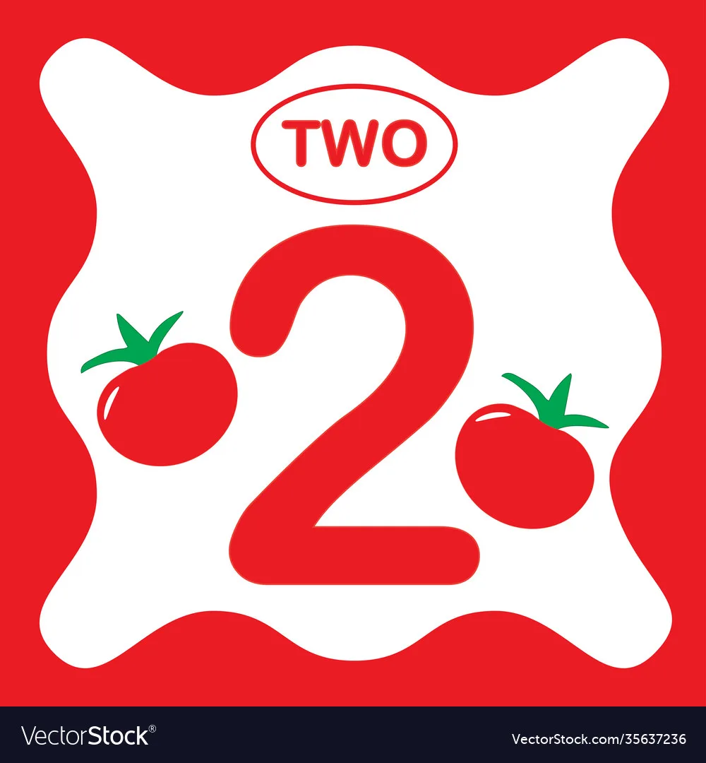 Number 2 Two Educational Card Learning Counting Vector Image