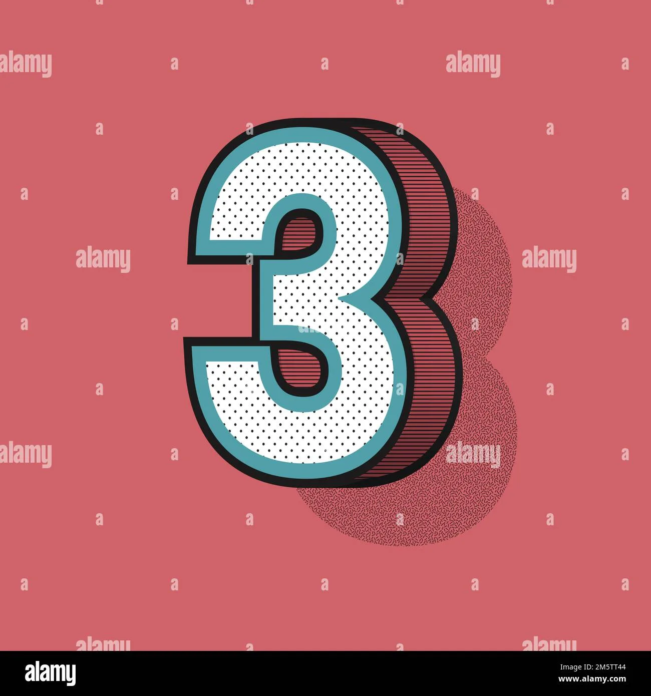 Number 3 3D Halftone Effect Typography Vector Stock Vector Image Art Alamy