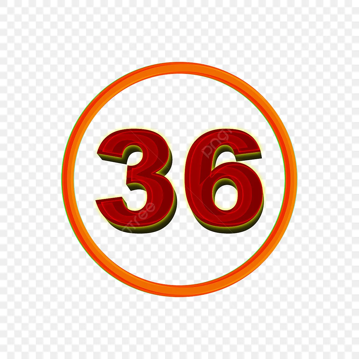 Number 36 Clipart Transparent Background 3D Numbers 36 In A Circle On Transparent Background