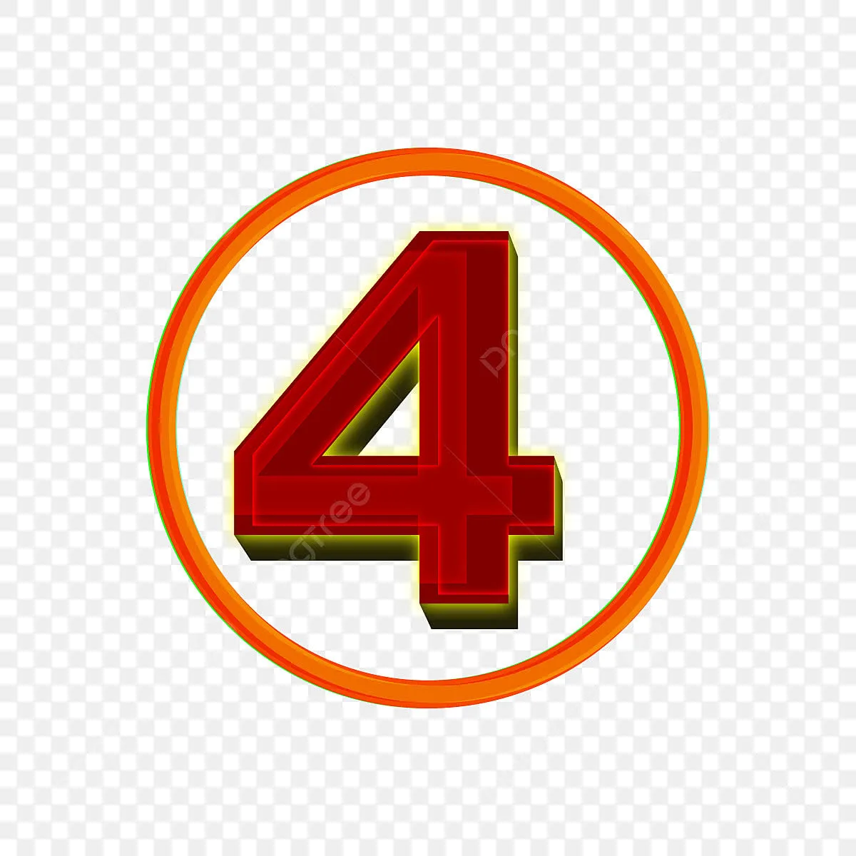 Number 4 Clipart Transparent Background 3D Numbers 4 In A Circle On Transparent Background 4