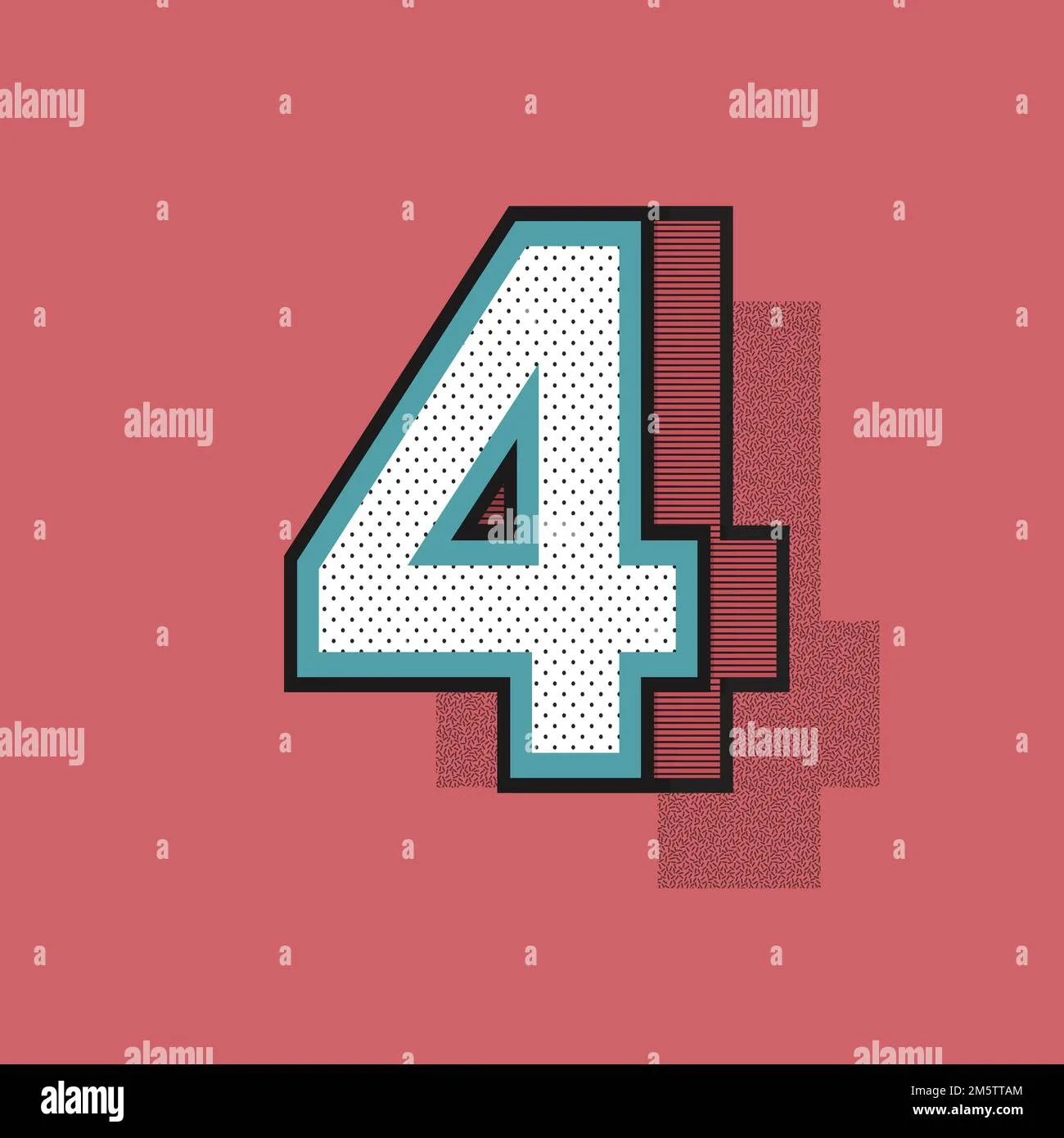 Number 4 Isometric Halftone Effect Typography Vector Stock Vector Image Art Alamy