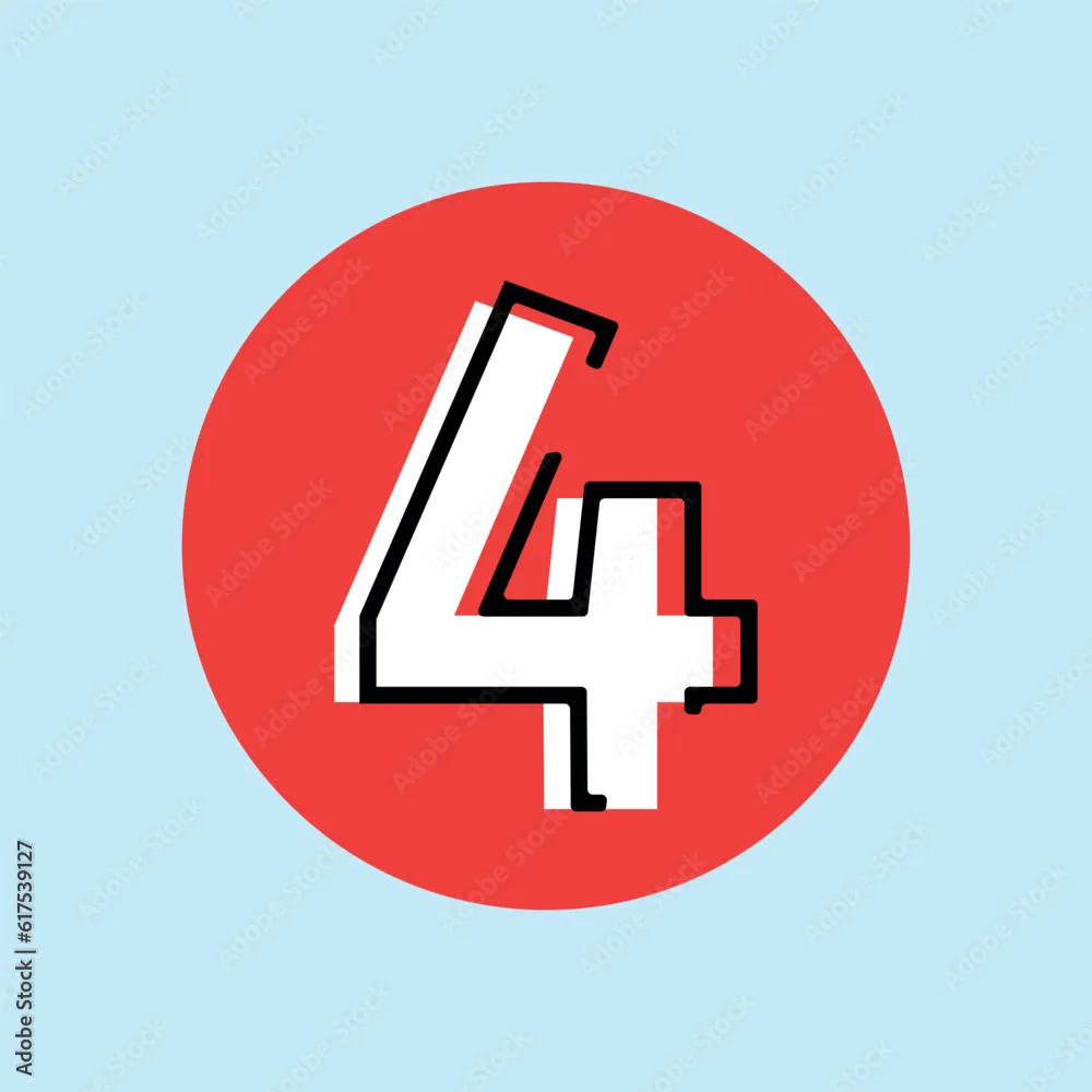 Number 4 Numbering Number Them Queue A List With A Number Counter Calculator Vector