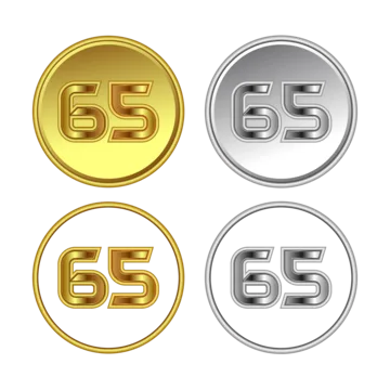 Number 65 Button Design Gold And Silver Color Style Vector Number 65 Button Design Gold And