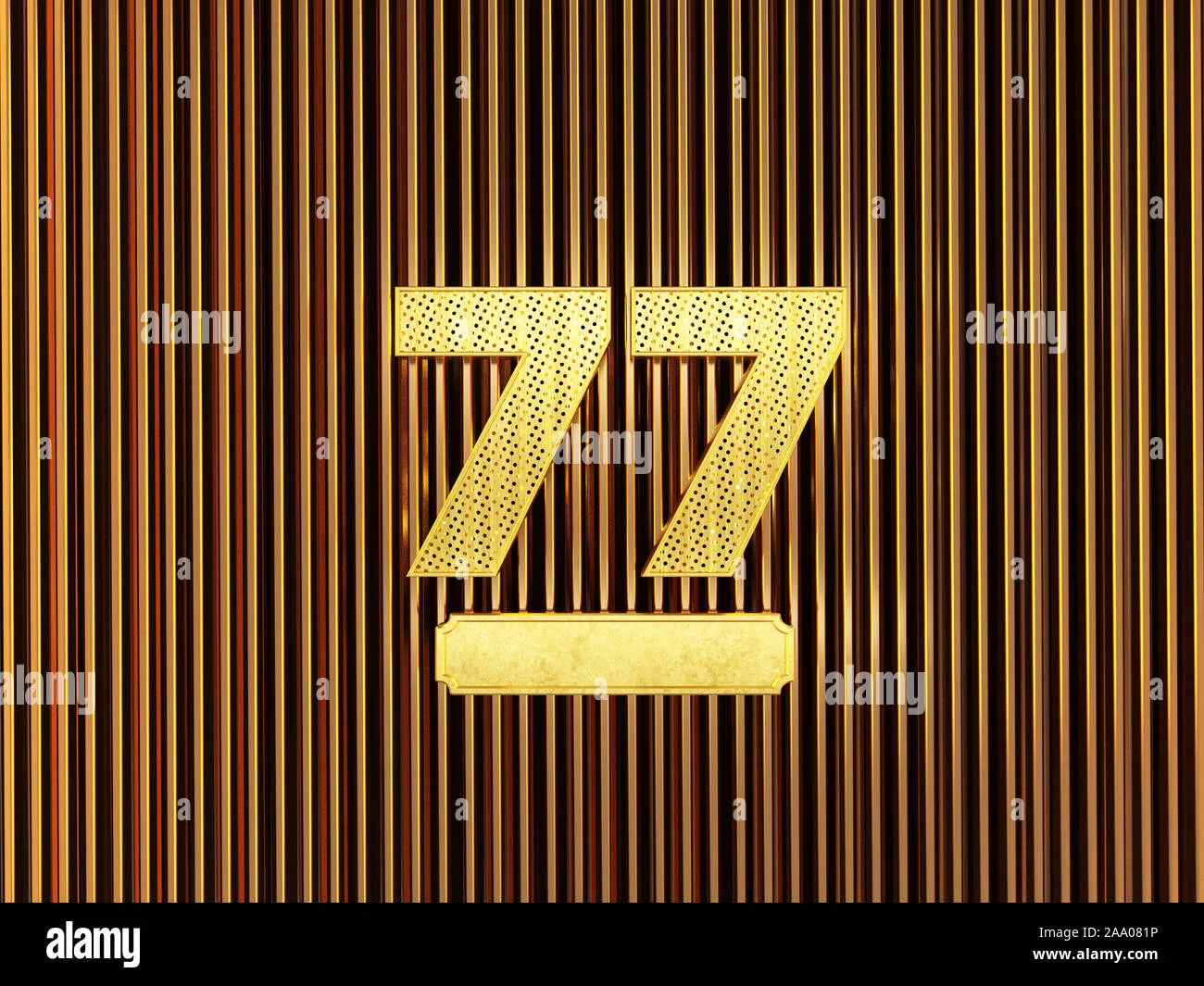 Number 77 Number Seventy Seven Perforated With Small Holes On The Metal Background 3D