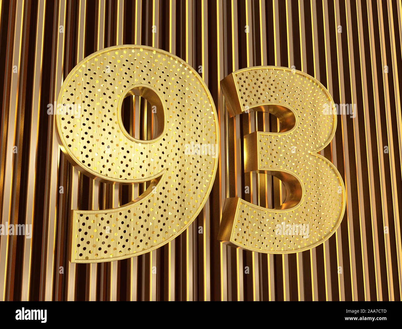 Number 93 Number Ninety Three Perforated With Small Holes On The Metal Background 3D