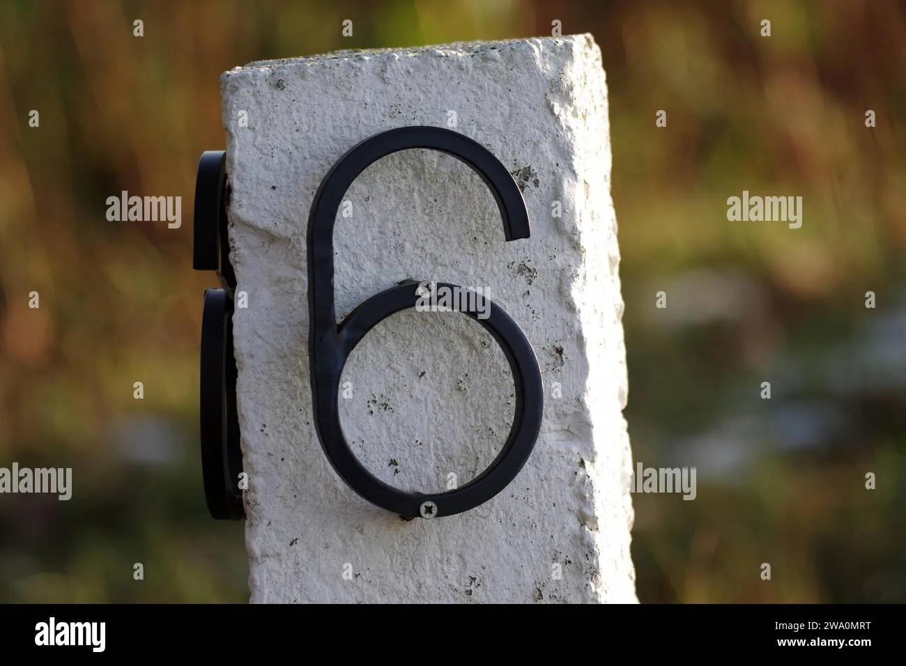 Number Number 6 Six Stone House Number Digit White Metal The Number Six Is Attached To
