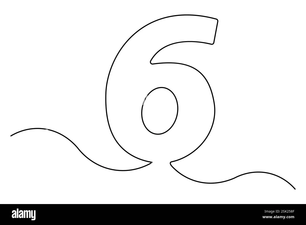 Number Six Continuous One Line Drawing Of Number 6 Editable One Line Drawing Of Number 6 Icon