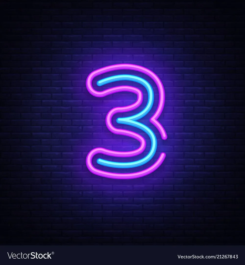Number Three Symbol Neon Sign Third Vector Image On Vectorstock In 2024 Neon Number Neon