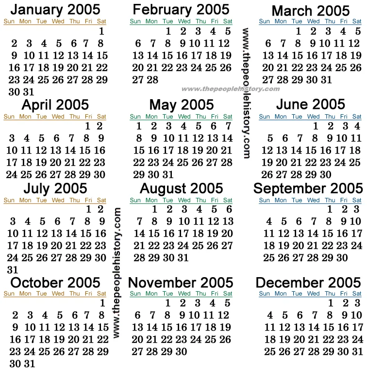 October 2005 Calendar