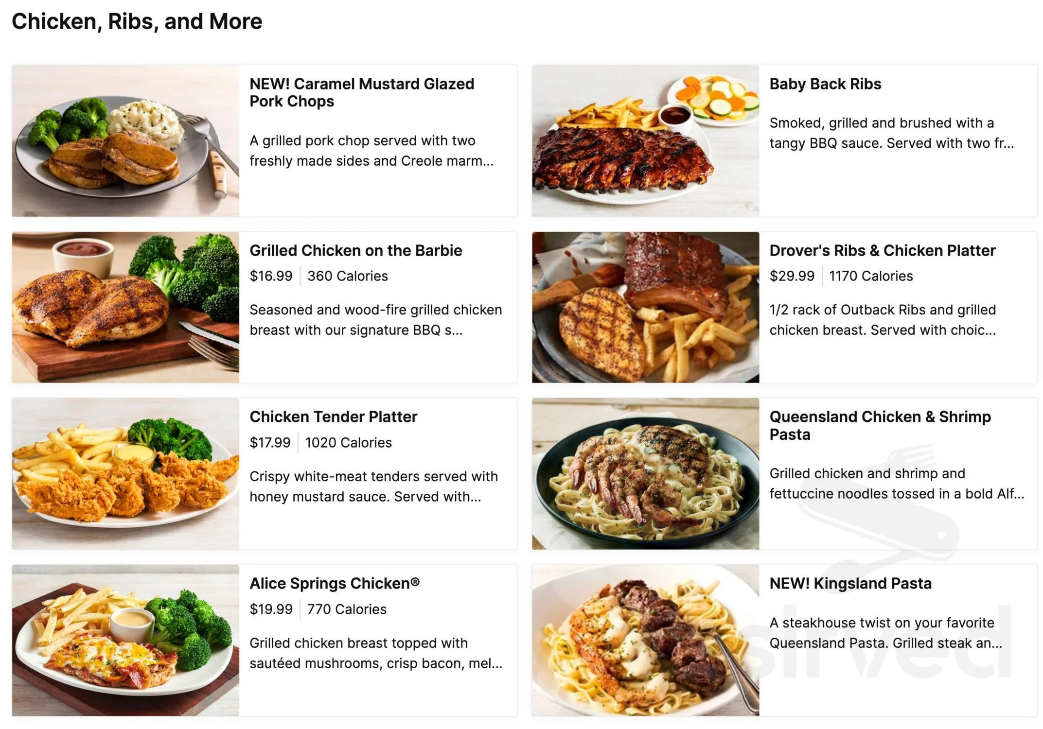 Outback Steakhouse Menus In Middletown New York United States